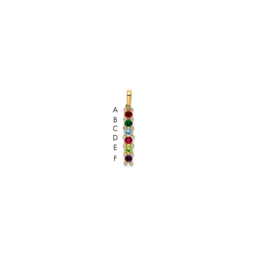 14K Family Jewelry Geniune Stone & Diamond Set Pendant - 9