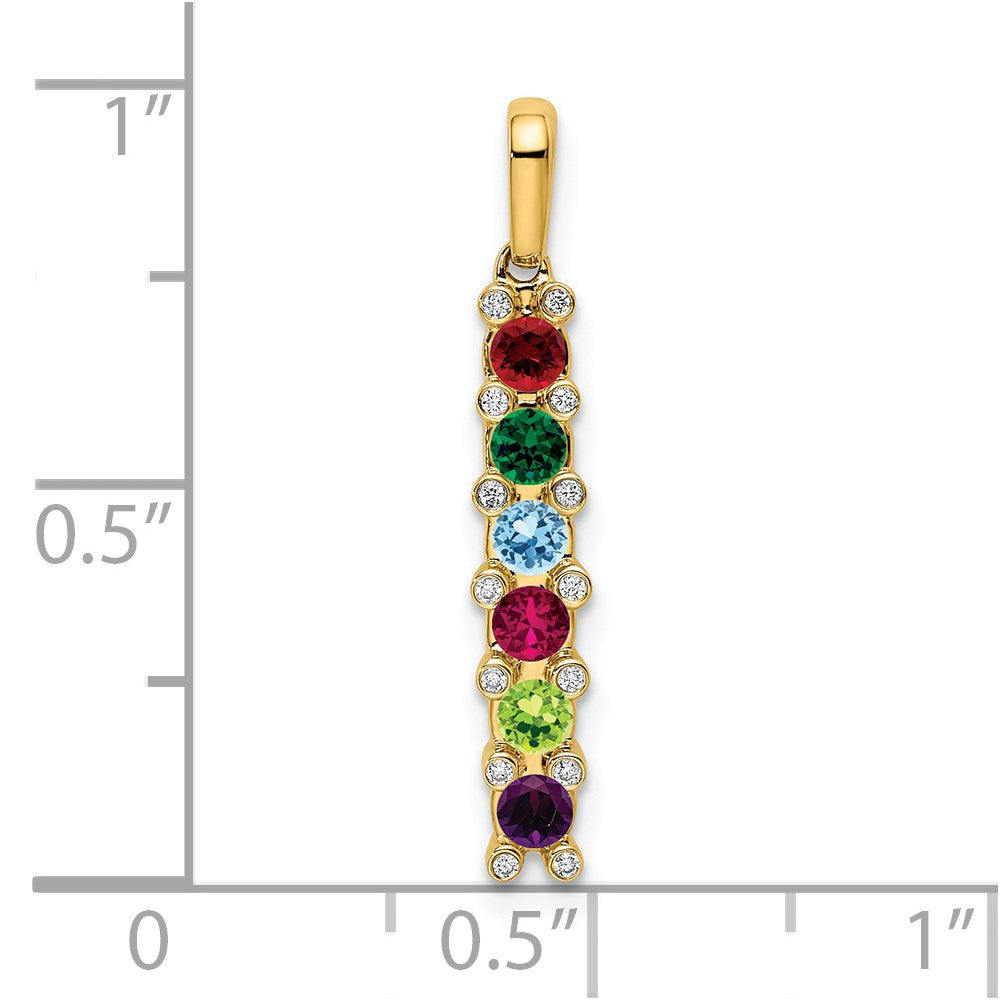 14K Family Jewelry Geniune Stone & Diamond Set Pendant - 9