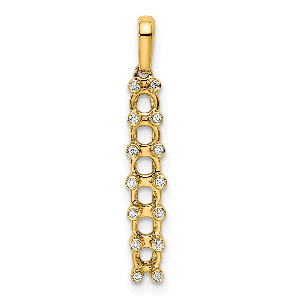 14K Family Jewelry Geniune Stone & Diamond Set Pendant - 9