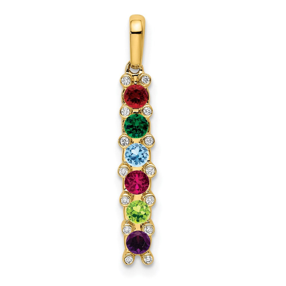14K Family Jewelry Synthetic Stone & Diamond Set Pendant