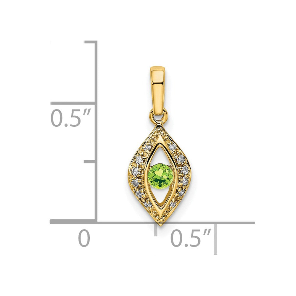 14K Family Jewelry Synthetic Stone & Diamond Set Pendant - 6