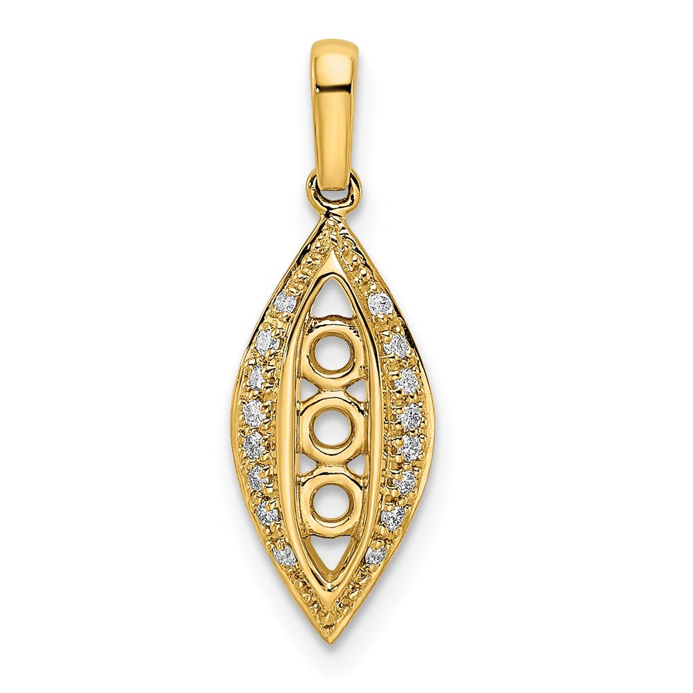 14K Family Jewelry Synthetic Stone & Diamond Set Pendant - 14