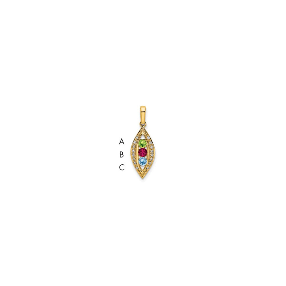14K Family Jewelry Synthetic Stone & Diamond Set Pendant - 14