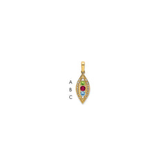 14K Family Jewelry Synthetic Stone & Diamond Set Pendant - 14