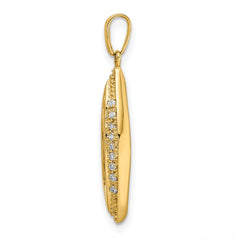 14K Family Jewelry Synthetic Stone & Diamond Set Pendant - 9