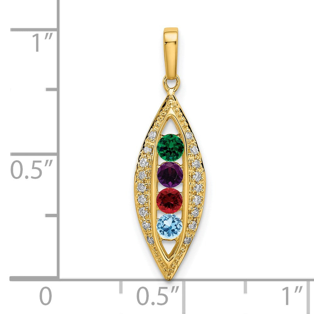 14K Family Jewelry Synthetic Stone & Diamond Set Pendant