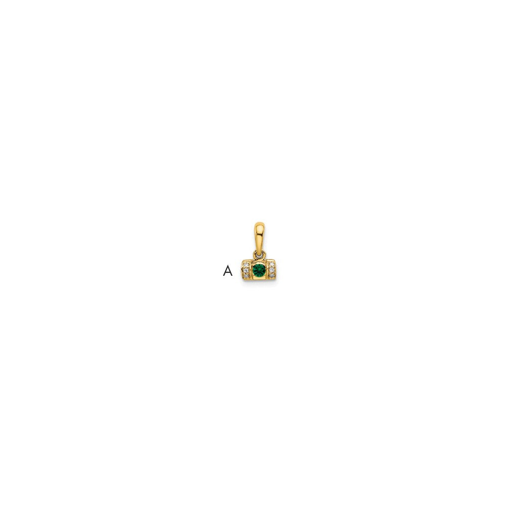 14K Family Jewelry Geniune Stone & Diamond Set Pendant - 5