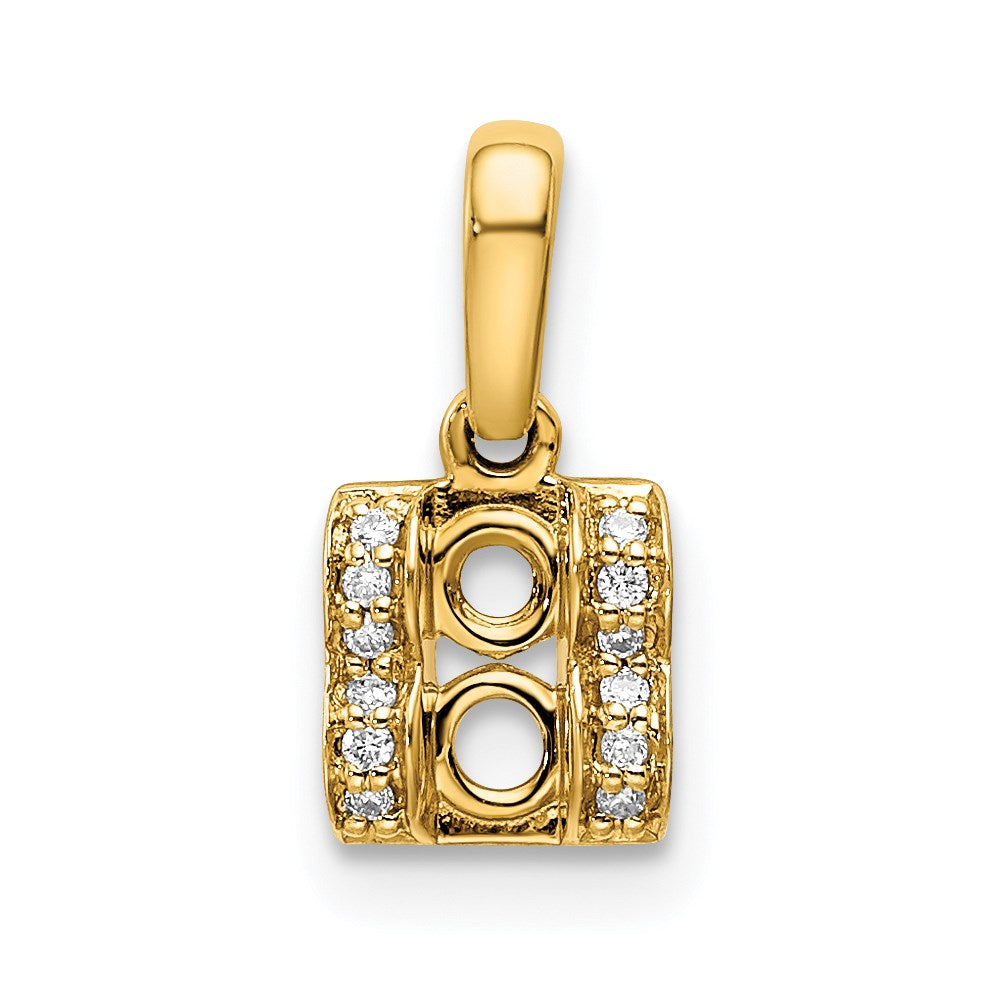 14K Family Jewelry Synthetic Stone & Diamond Set Pendant - 15