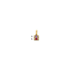 14K Family Jewelry Synthetic Stone & Diamond Set Pendant - 15