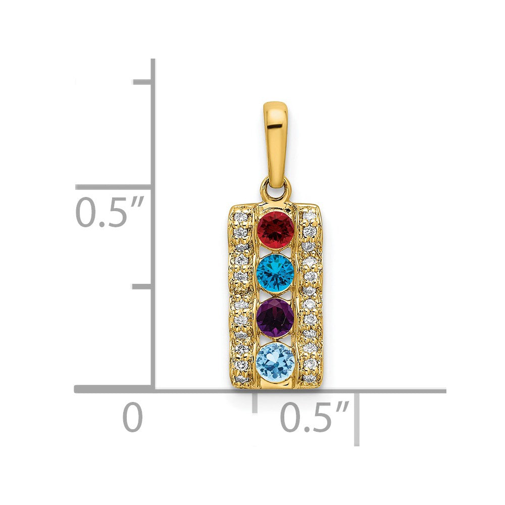 14K Family Jewelry Geniune Stone & Diamond Set Pendant - 6