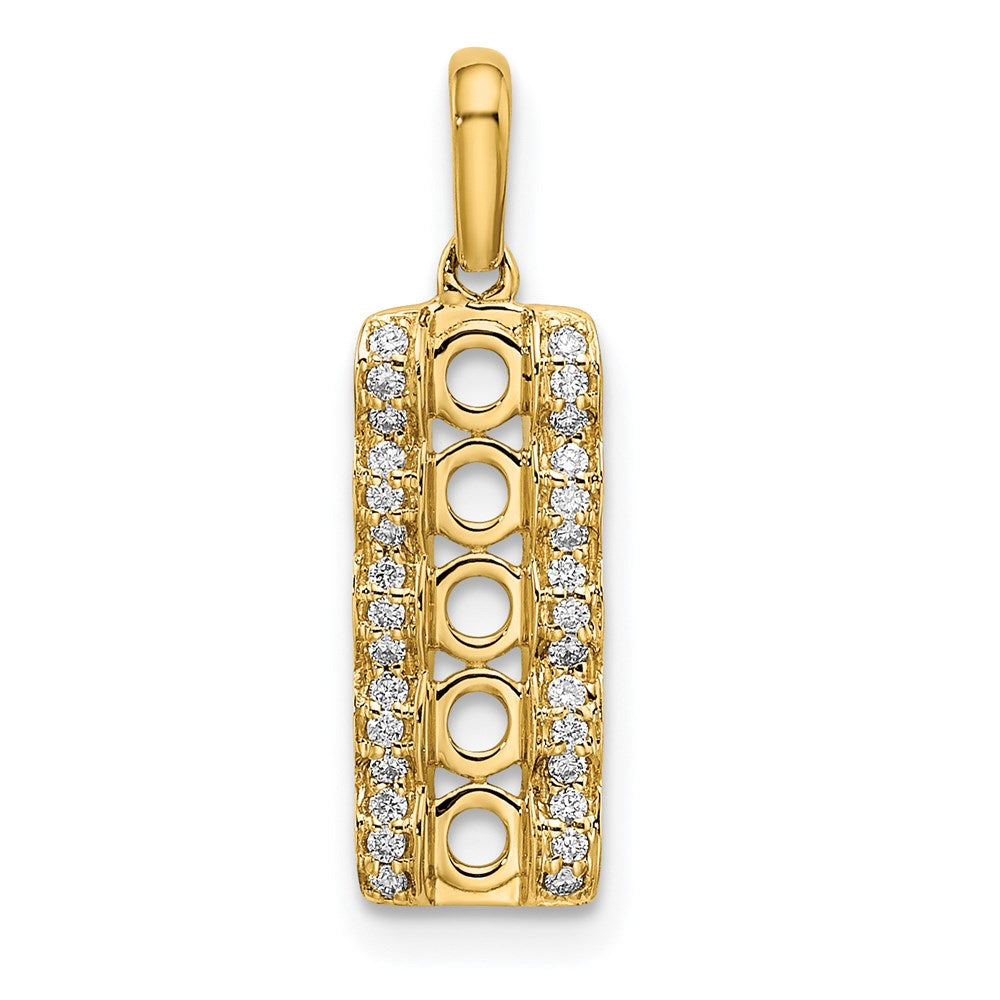 14K Family Jewelry Geniune Stone & Diamond Set Pendant - 11