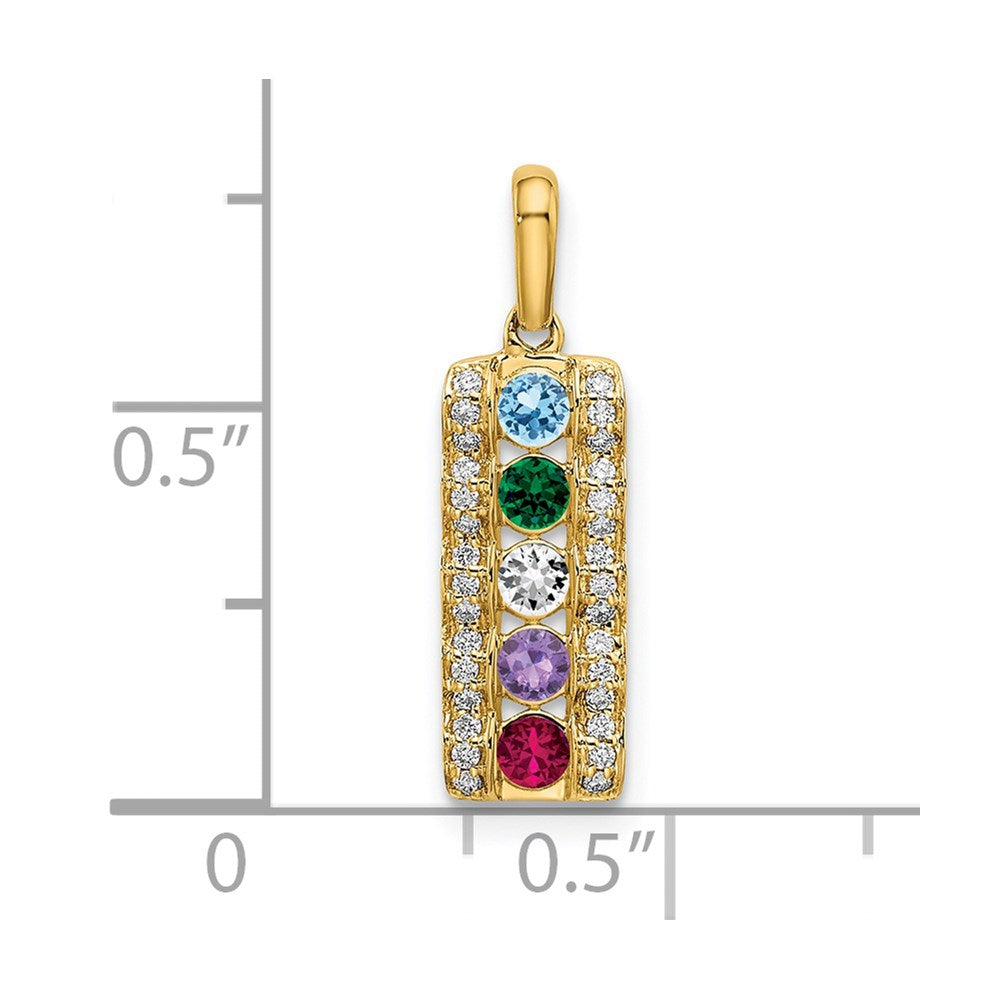 14K Family Jewelry Geniune Stone & Diamond Set Pendant - 11