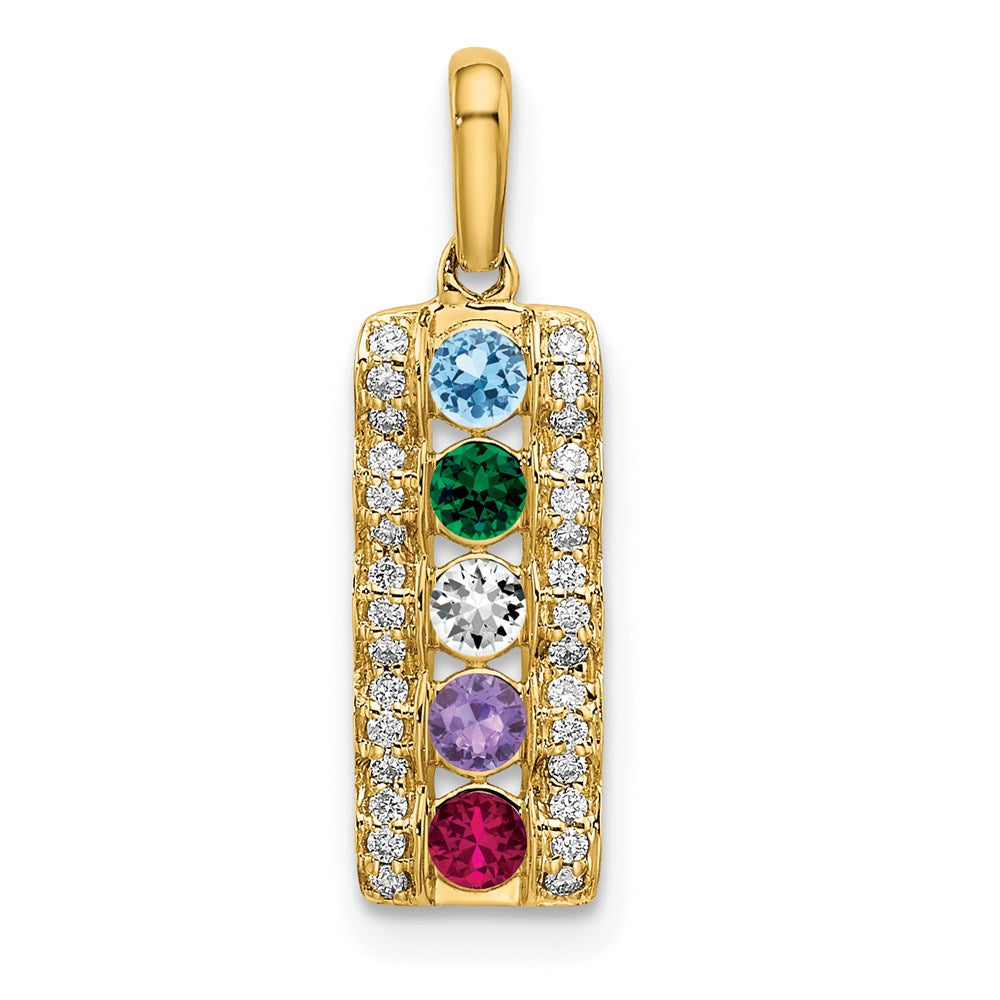 14K Family Jewelry Geniune Stone & Diamond Set Pendant - 11