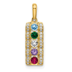 14K Family Jewelry Geniune Stone & Diamond Set Pendant - 11