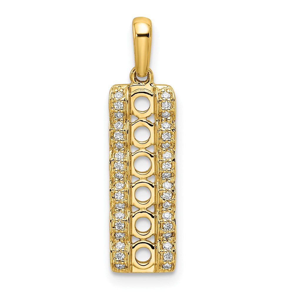 14K Family Jewelry Synthetic Stone & Diamond Set Pendant - 12