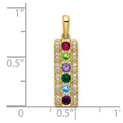 14K Family Jewelry Synthetic Stone & Diamond Set Pendant