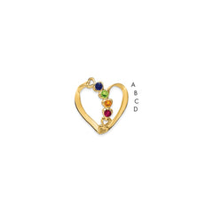 14k white gold Synthetic Diamond Family Heart Slide