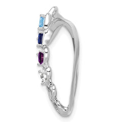 14k white gold Polished 4-Stone Mothers Heart Slide Mounting