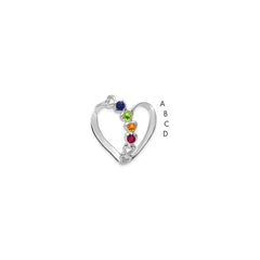 14k white gold Polished 4-Stone Mothers Heart Slide Mounting