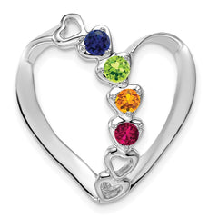 14k white gold Polished 4-Stone Mothers Heart Slide Mounting