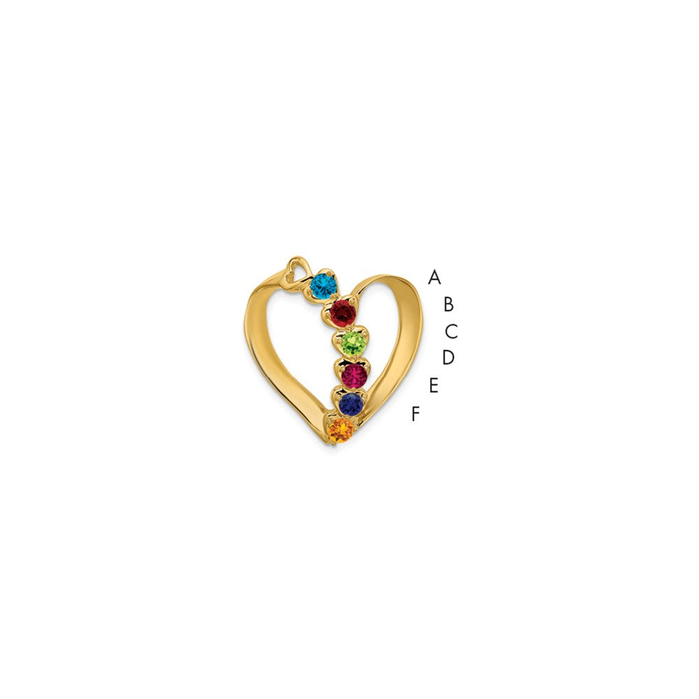 14k Synthetic Diamond Family Heart Slide - 6