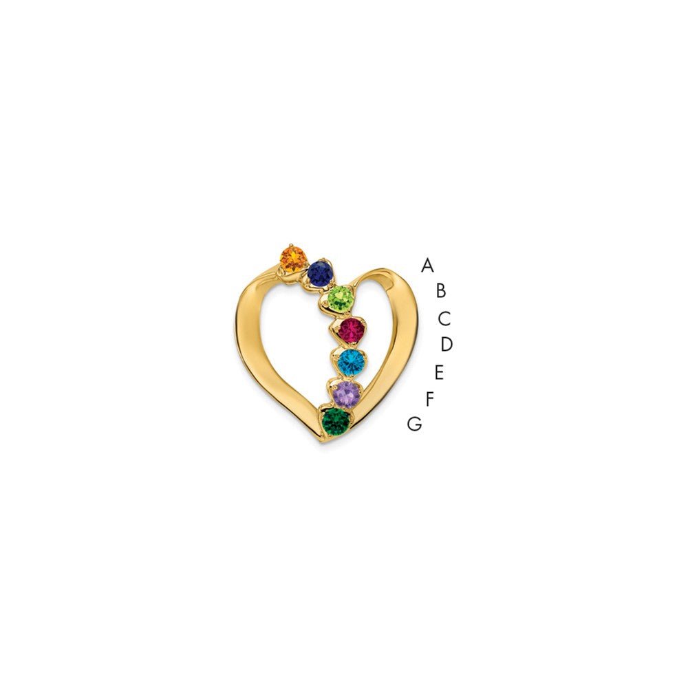 14k Synthetic Diamond Family Heart Slide - 5