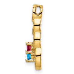 14k 2 Synthetic Stone Family Pendant - 2