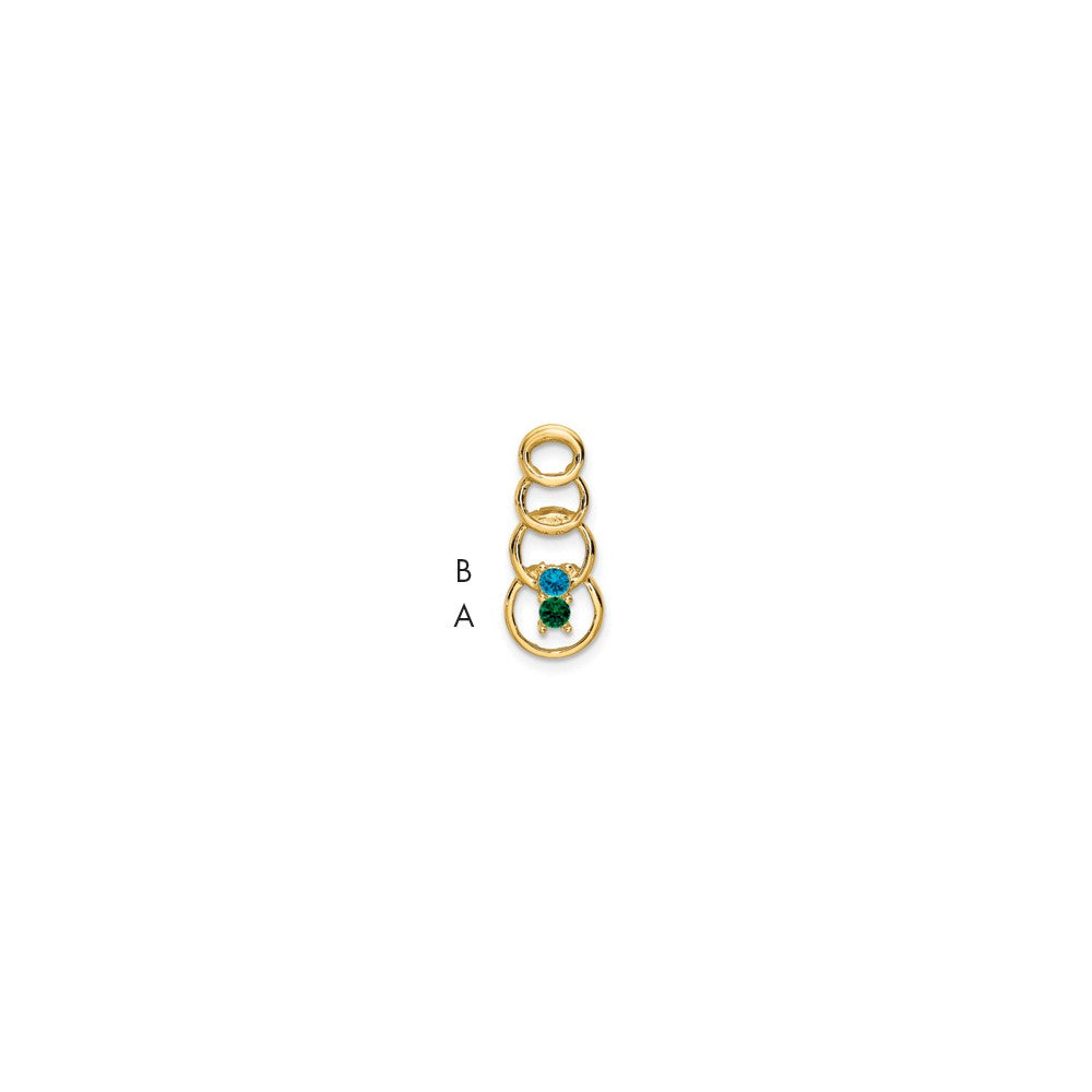 14k 2 Synthetic Stone Family Pendant - 2