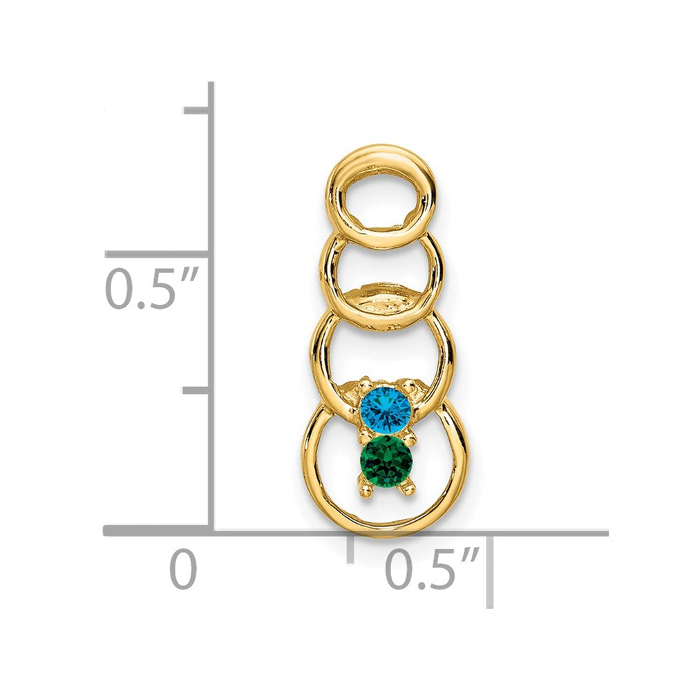 14k 2 Synthetic Stone Family Pendant - 2