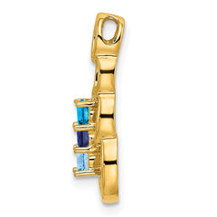 14k 3 Synthetic Stone Family Pendant - 4