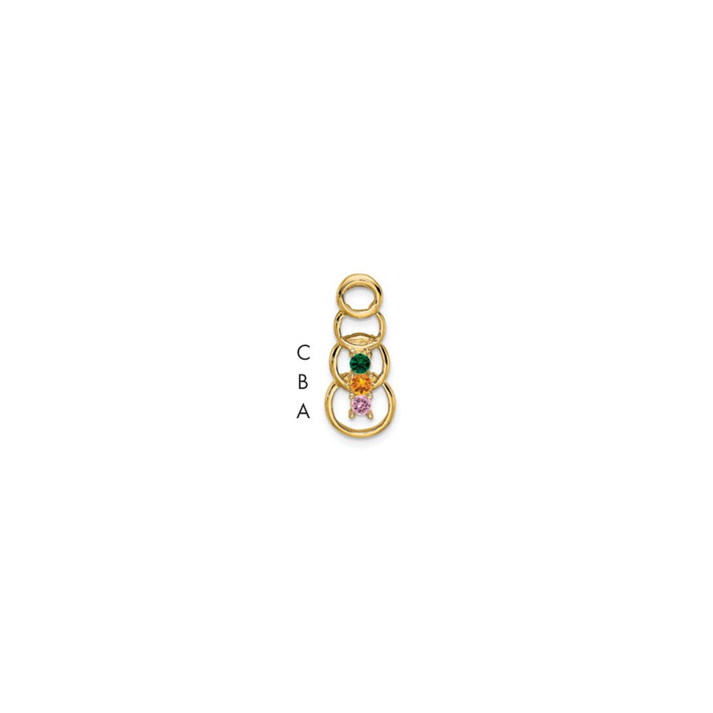 14k 3 Synthetic Stone Family Pendant - 4