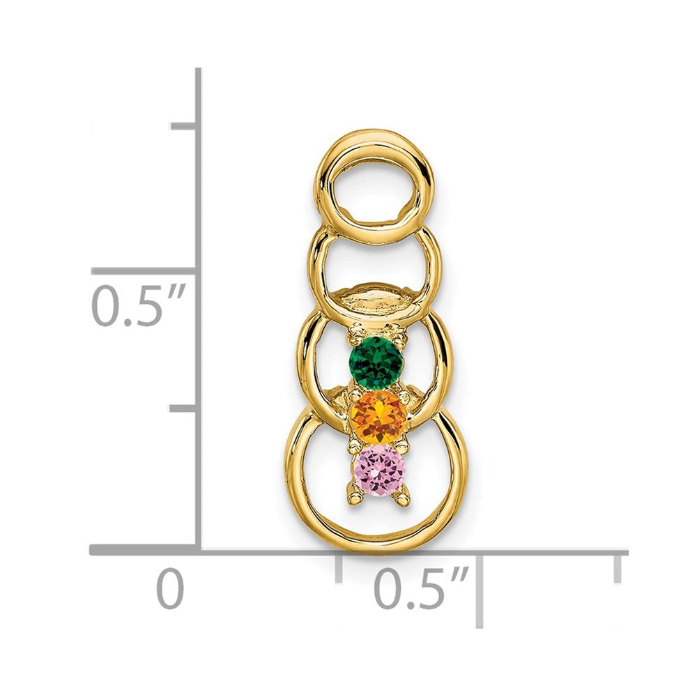 14k 3 Synthetic Stone Family Pendant - 4
