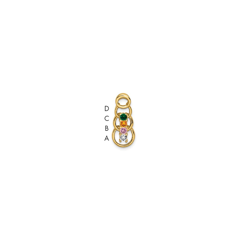 14k 4 Synthetic Stone Family Pendant - 2