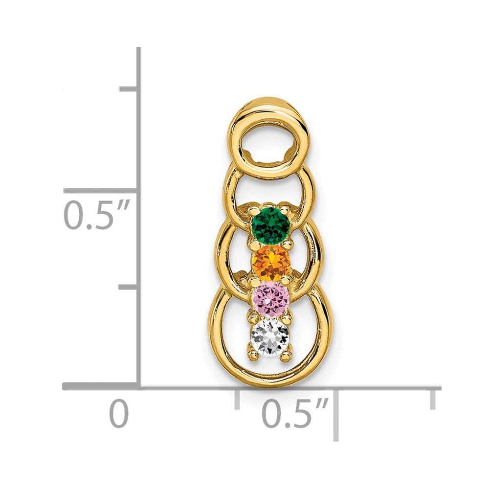 14k 4 Synthetic Stone Family Pendant - 2