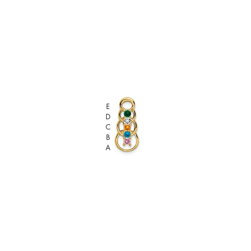 14k 5 Genuine Stone Family Pendant - 2