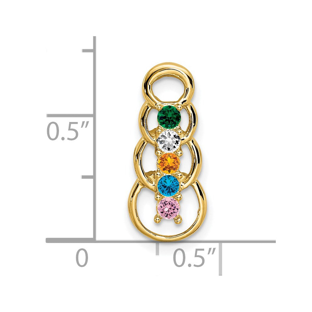 14k 5 Genuine Stone Family Pendant - 2