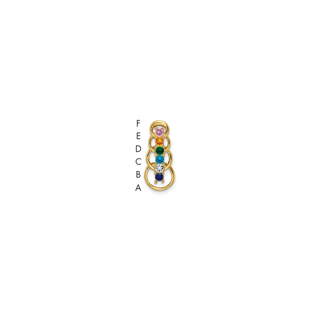 14ky 6 Genuine Stone Family Pendant - 2