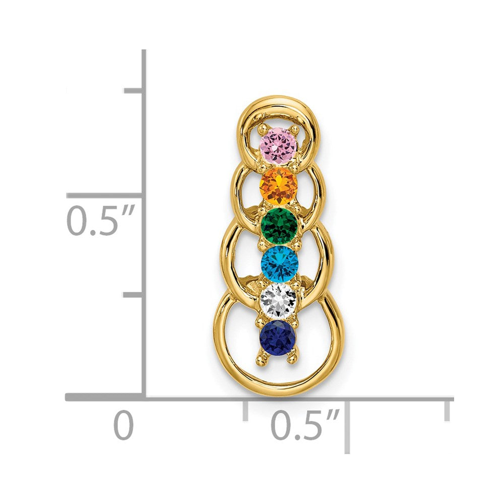 14k 6 Synthetic Stone Family Pendant - 2