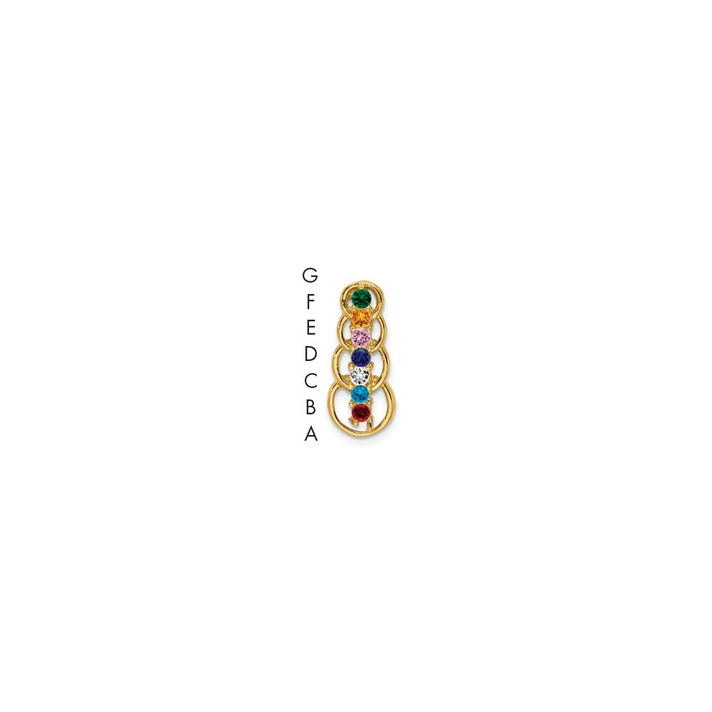 14k 7 Genuine Stone Family Pendant - 4