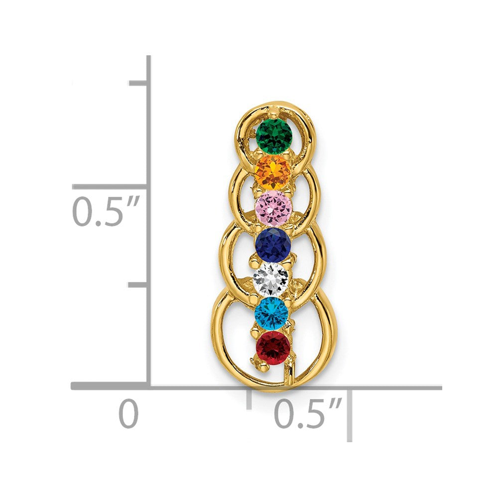 14k 7 Genuine Stone Family Pendant - 4