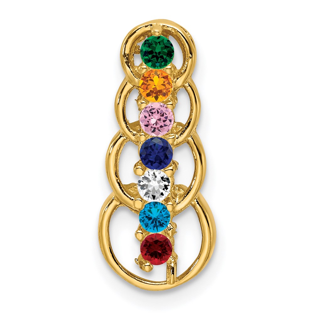 14ky 7 Synthetic Stone Family Pendant