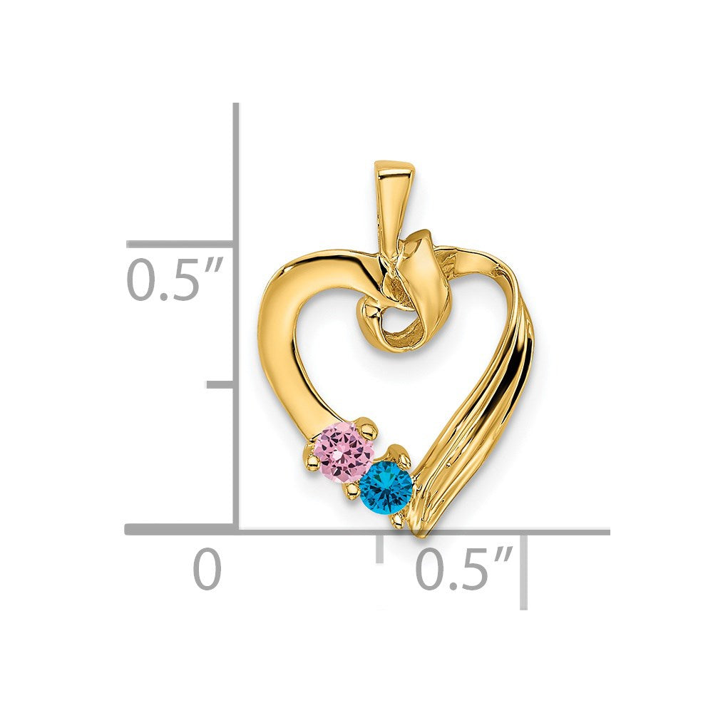 14k 2 Synthetic Stone Family Pendant - 3