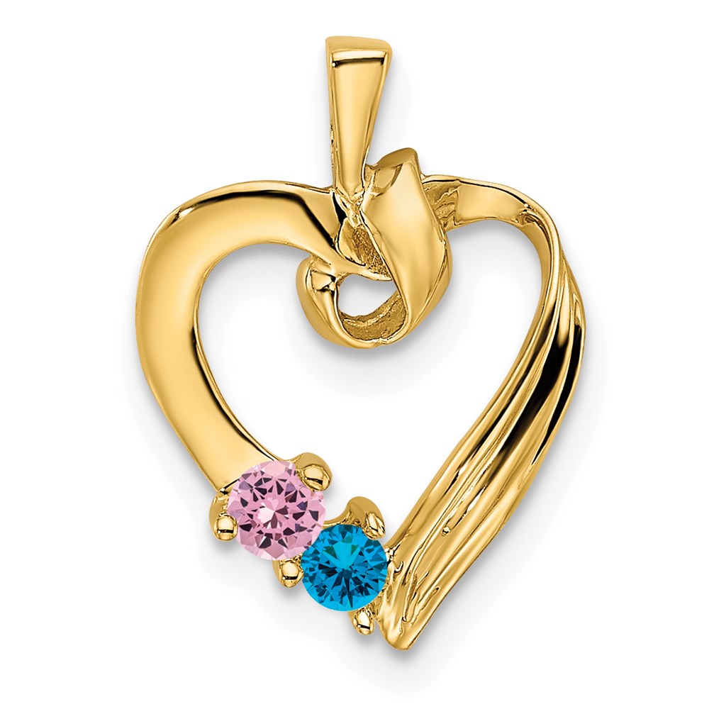14k 2 Genuine Stone Family Pendant - 2
