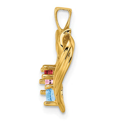 14k 3 Synthetic Stone Family Pendant - 2