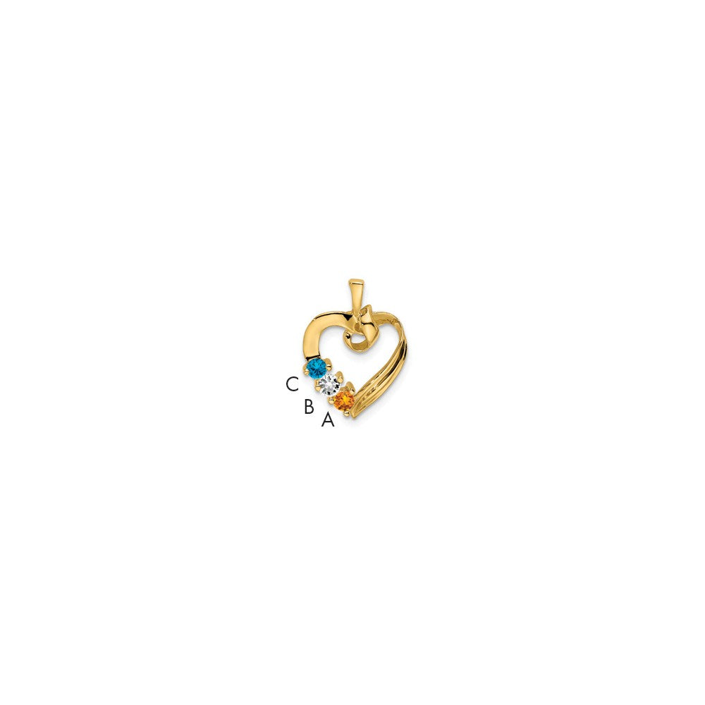 14k 3 Synthetic Stone Family Pendant - 2