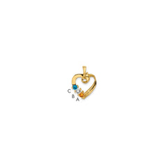 14k 3 Synthetic Stone Family Pendant - 2
