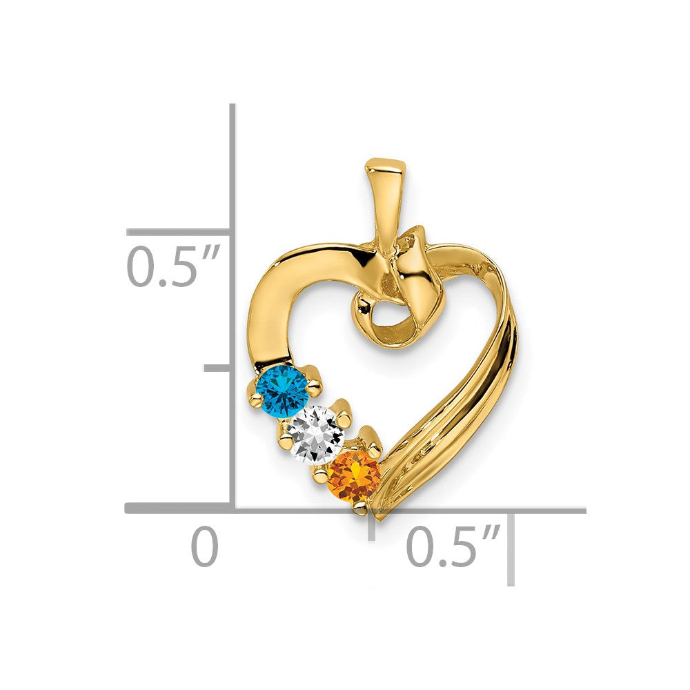 14k 3 Synthetic Stone Family Pendant - 2