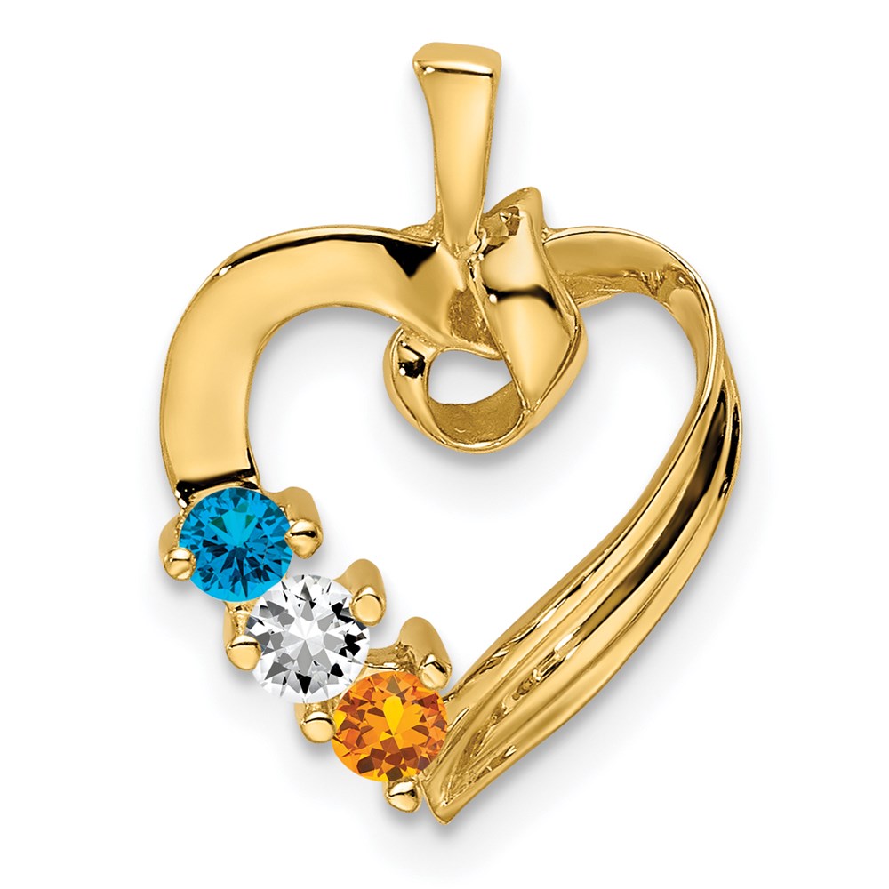 14k 3 Synthetic Stone Family Pendant - 2