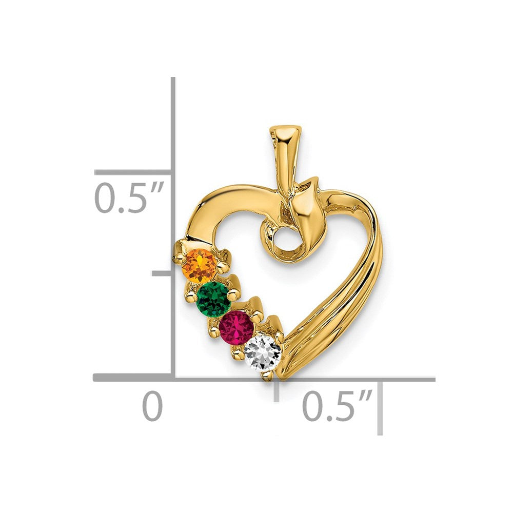 14k 4 Genuine Stone Family Pendant - 2