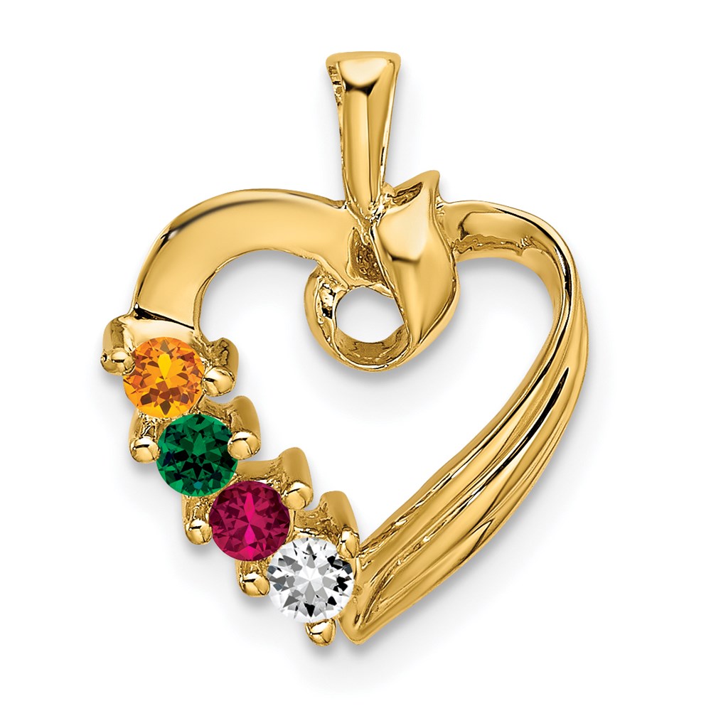 14k 4 Genuine Stone Family Pendant - 2